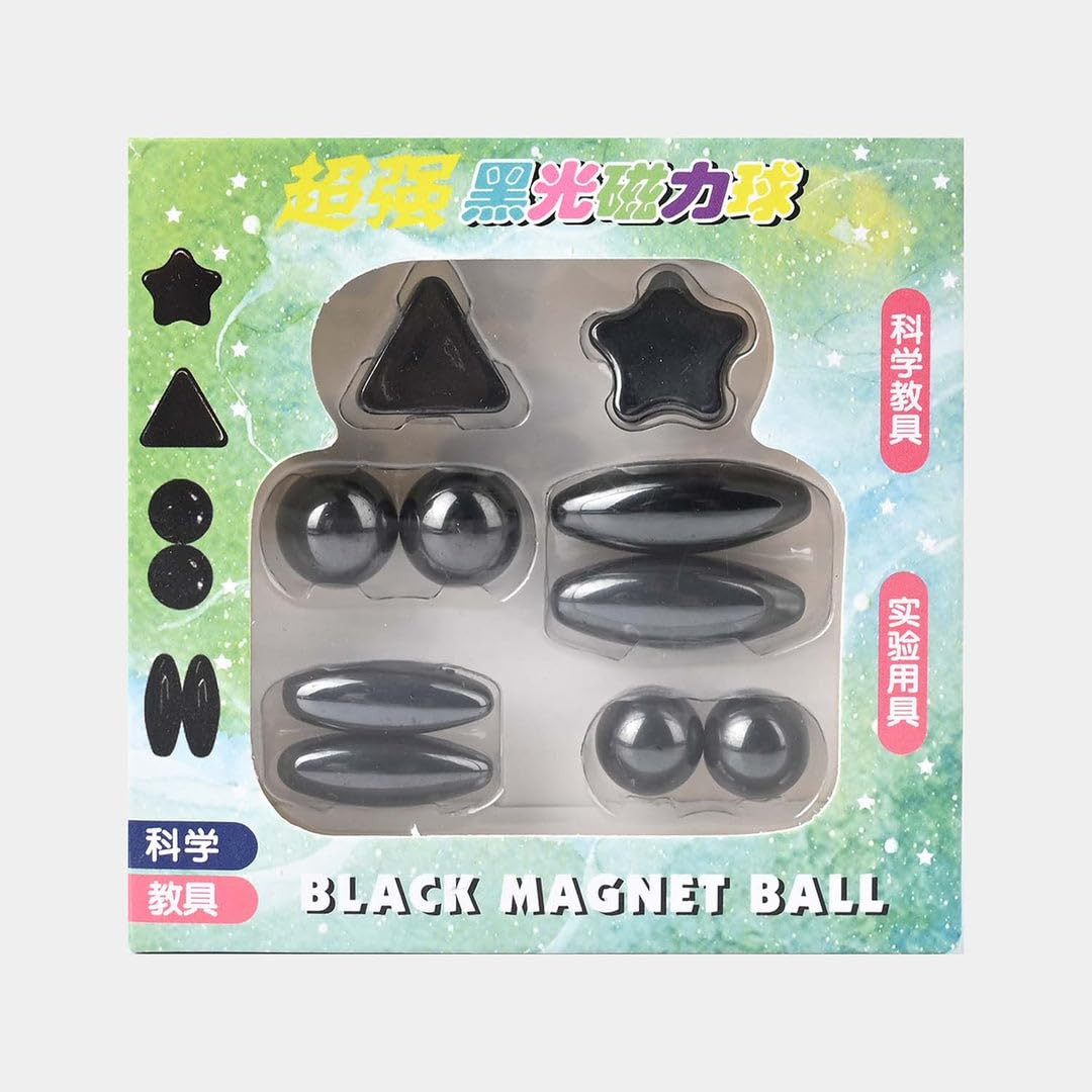 Smart Sphere Magnetic Shapes Set – 10 Black Magnet Balls & Shapes, STEM Return Gifts for Kids