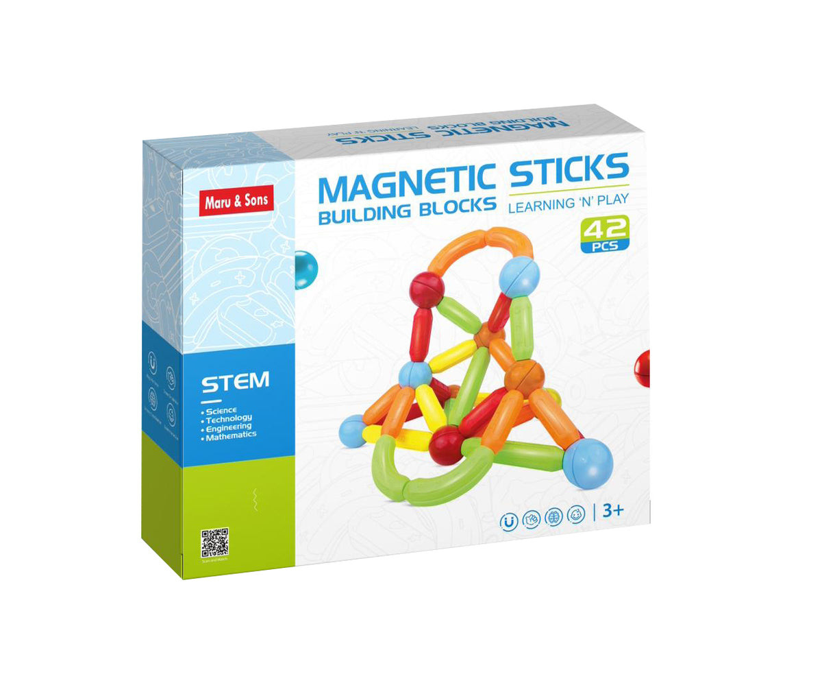 Smart Sphere 42-Piece Magnetic Building Blocks Set – STEM Educational Magnet Sticks & Balls Toy for Creative 3D Construction & Brain Development