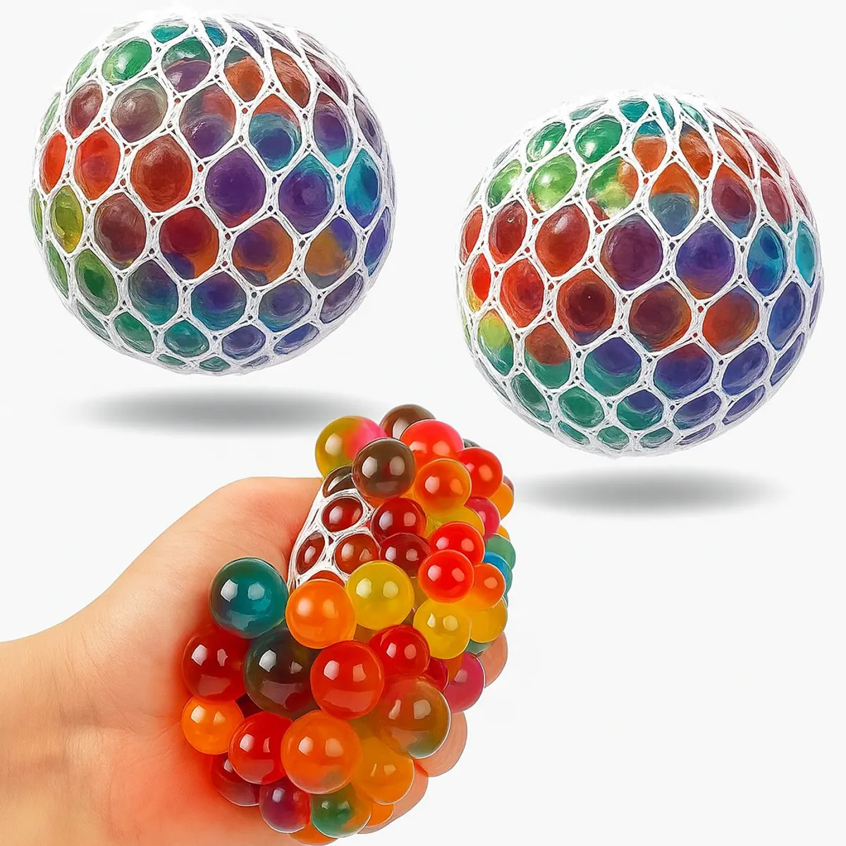 Smart Sphere Rainbow Mesh Stress Ball – Fidget Toy for Anxiety Relief, Sensory Play & Hand Therapy  | Colorful Squeeze Ball for Stress Relief, Anxiety, Autism, ADHD & Hand Therapy