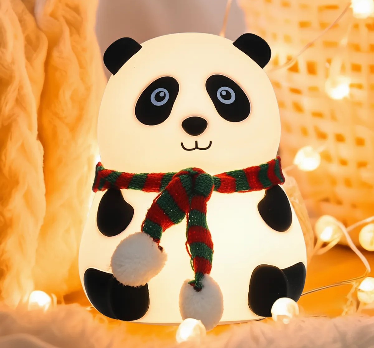 Smart Sphere Panda Night Light for Kids | Multicolor 7-Color LED Silicone Bedside Lamp, USB Rechargeable, Tap Control, 12-Hour Battery