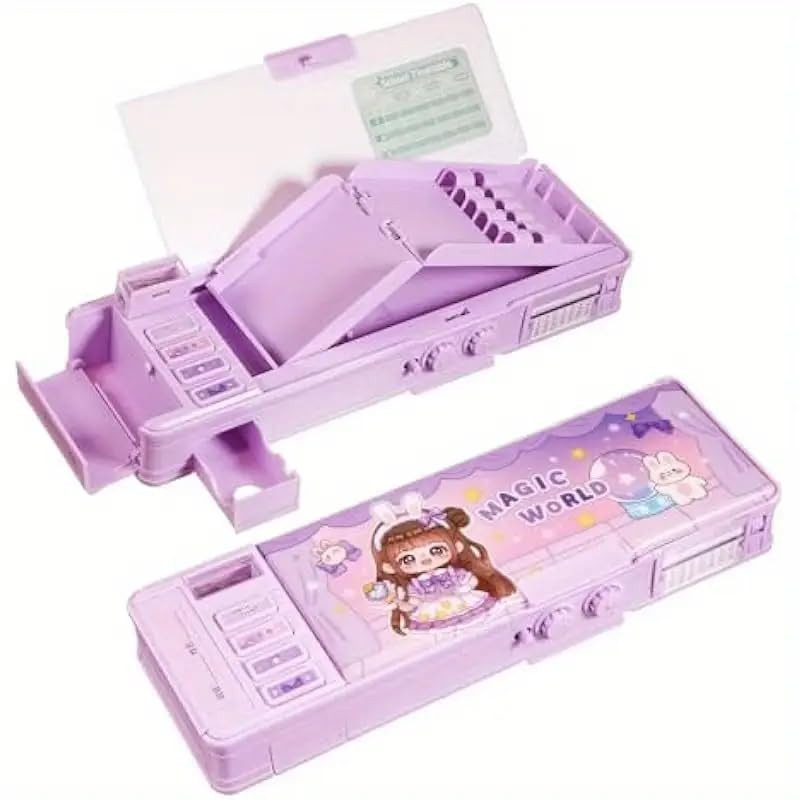 Smart Sphere Magic World Password Lock Pop-Up Pencil Box for Kids - Multifunctional Pencil Box with Sharpener, Whiteboard & Schedule