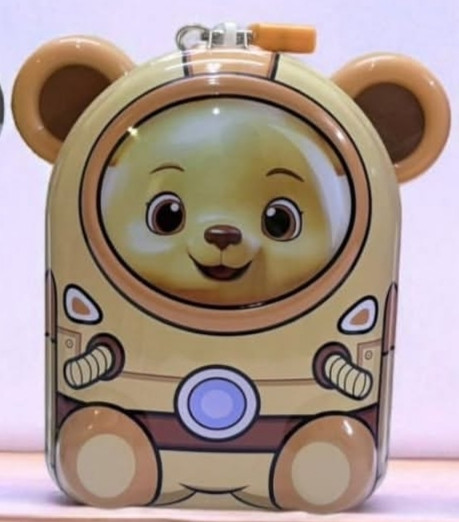 Smart Sphere Space Bear Metal Money Bank with Secure Lock & Key – Yellow