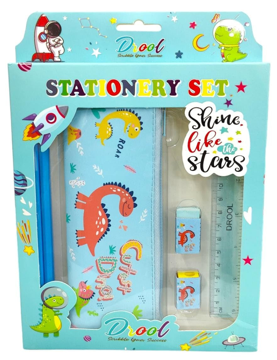 Smart Sphere Kids Stationery Kit with Pencil Pouch – Unicorn, Mermaid, Space & Dinosaur Designs (Random Design)