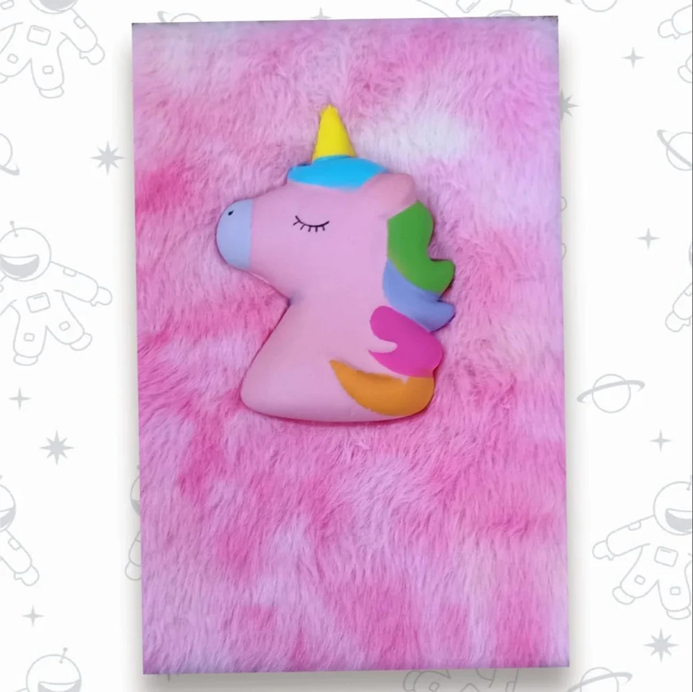 Smart Sphere Unicorn Squishy Furry Diary – A4 Soft Plush Notebook for Girls, Kids, School Writing & Birthday Return Gifts